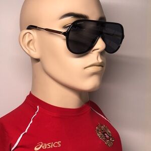 New Authentic Gucci Black Grey GG0199S 001 99. Aviator Sunglasses